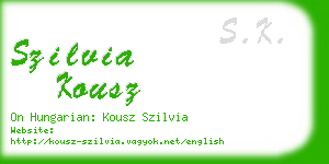 szilvia kousz business card